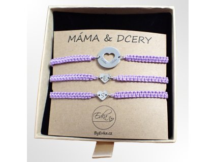By Evka MÁMA A DCERY macrame náramky s gravírovanými jmény dárek pro maminku a dcery