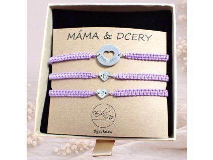 By Evka MÁMA A DCERY macrame náramky s gravírovanými jmény dárek pro maminku a dcery