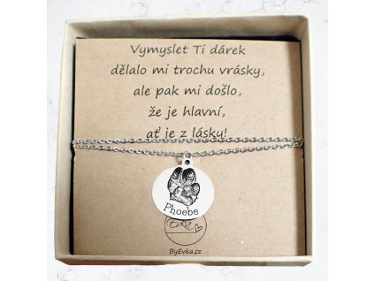 By Evka řetízek na krk s gravírovanou tlapkou domácího mazlíčka pes, kočka stříbrný chirurgická ocel kulatý mezidíl (1)