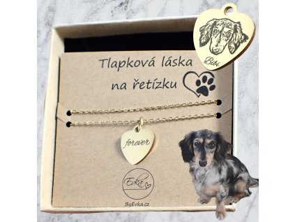 By Evka psí portrét na řetízku, zlatý náhrdelník z chirurgické oceli dárek pro pejskařku (1)