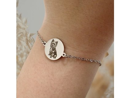 By Evka gravírované zvíře na náramku pes, kočka, domácí mazlíček chirurgická ocel (20)