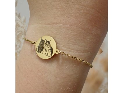 By Evka gravírované zvíře na náramku pes, kočka, domácí mazlíček chirurgická ocel (1)