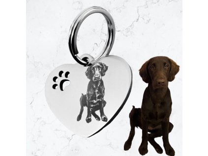 By Evka srdce s tlapkou gravírování domácího mazlíčka celé tělo přívěsek na klíče (1)