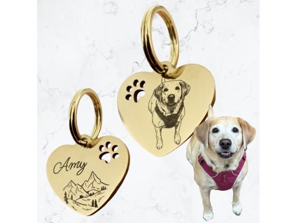 By Evka srdce s tlapkou gravírování domácího mazlíčka celé tělo přívěsek na klíče (4)