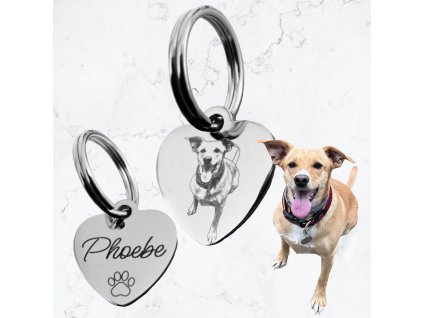 By Evka přívěsek na klíče s gravírovaným domácím mazlíčkem chirurgická ocel (15)