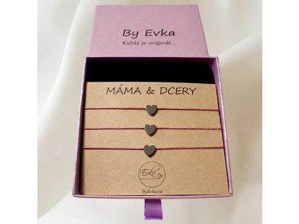 By Evka náramek s hematitovým srdíčkem set tří náramků máma a dcery (2)