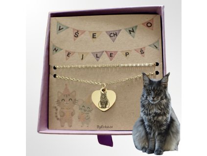By Evka zlatý řetízek na krk se srdíčkem gravírování domácího mazlíčka dárek pro pejskařku (2)