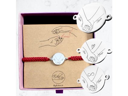 By Evka náramek s gravírováním partnerské ruce se jmény a symboly vlastní text (2)