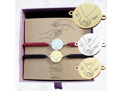 By Evka náramek s gravírováním partnerské ruce se jmény a symboly vlastní text (18)