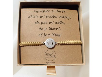 By Evka - macrame náramek s pivem z chirurgické oceli - dárek pro pivaře - dárek pro muže