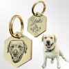 By Evka zlatá klíčenka s portrétem domácího mazlíčka pes, kočka, králík, papoušek šestiúhelník (2)