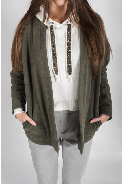 Kardigan krátký bio bavlna zelený