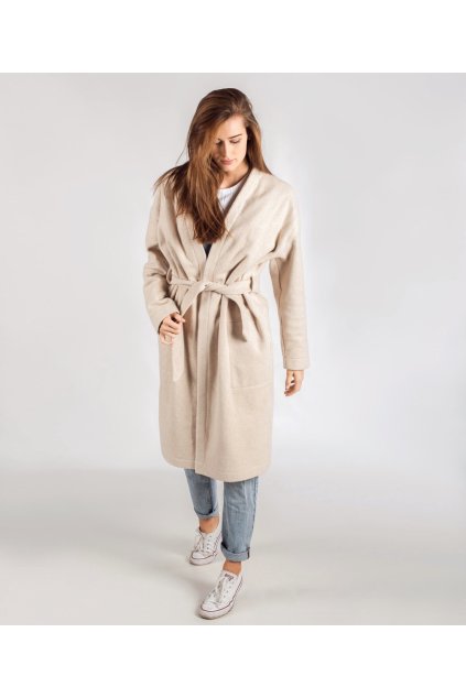 Kardigan dlouhý bio bavlna béžový