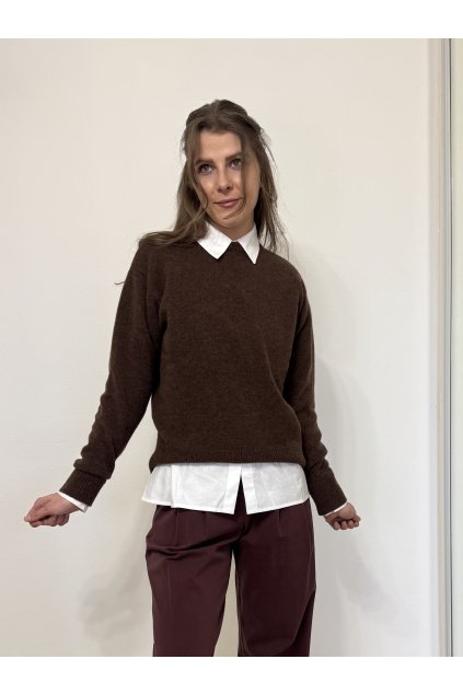 Merino svetr klasik čokoládový
