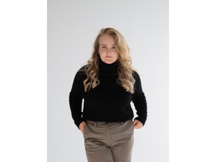 Turtleneck wool sweater black (Velikost M)