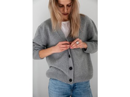 Cashmere sweater cardigan grey (Velikost L)