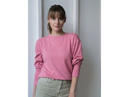 Sweater with round neckline pink (Velikost L)