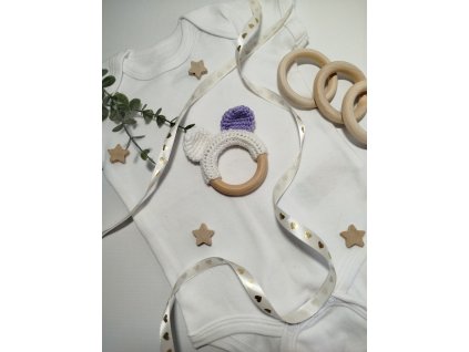 Ušká medvedík bielo-fialové