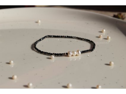 Jemný broušený náramek s říčními perlami