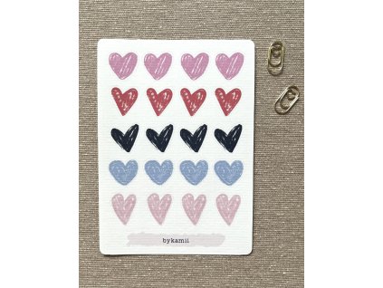 Samolepkový arch - srdíčka