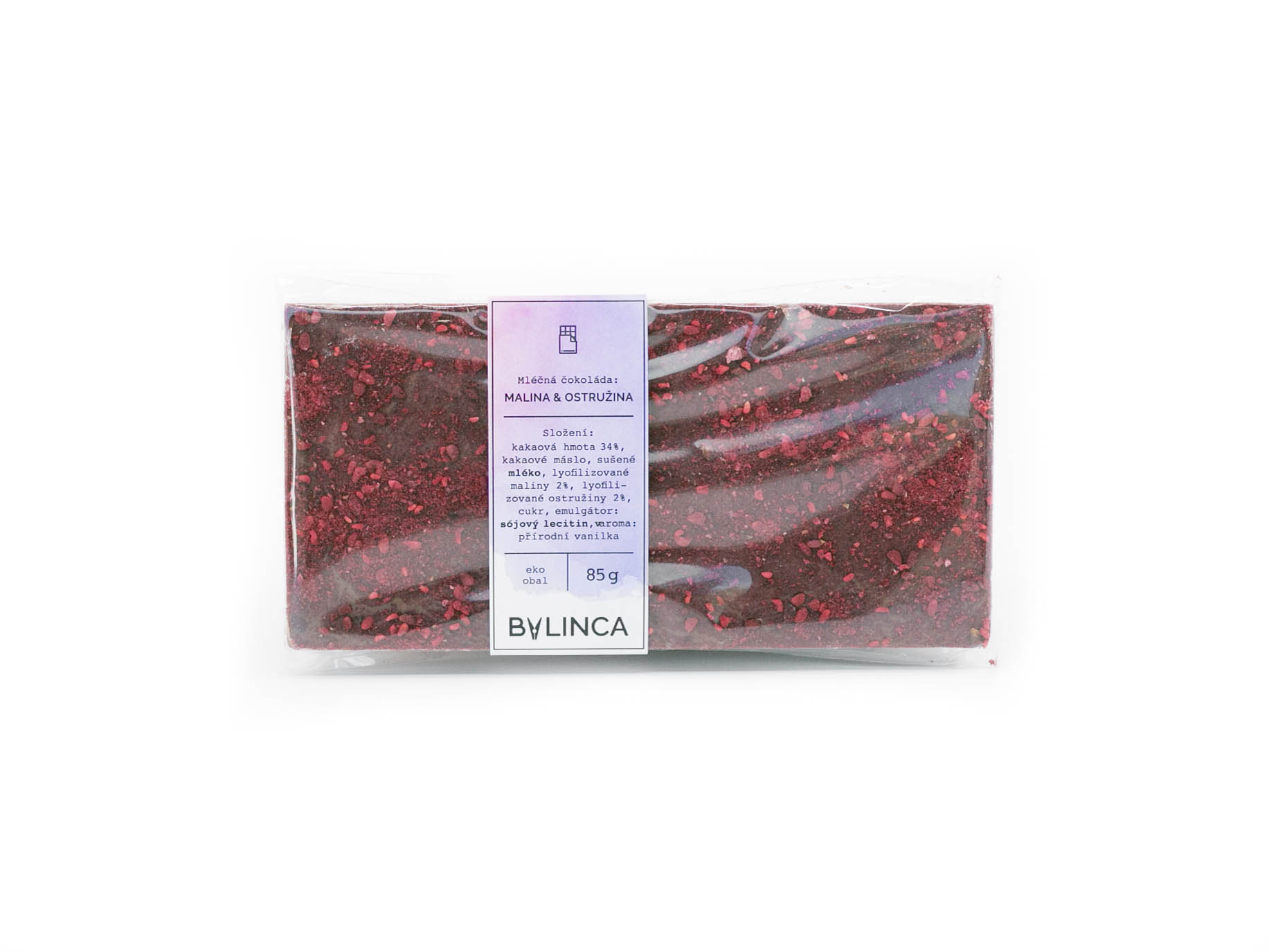 BYLINCA Mléčná čokoláda: Malina & Ostružina 85g