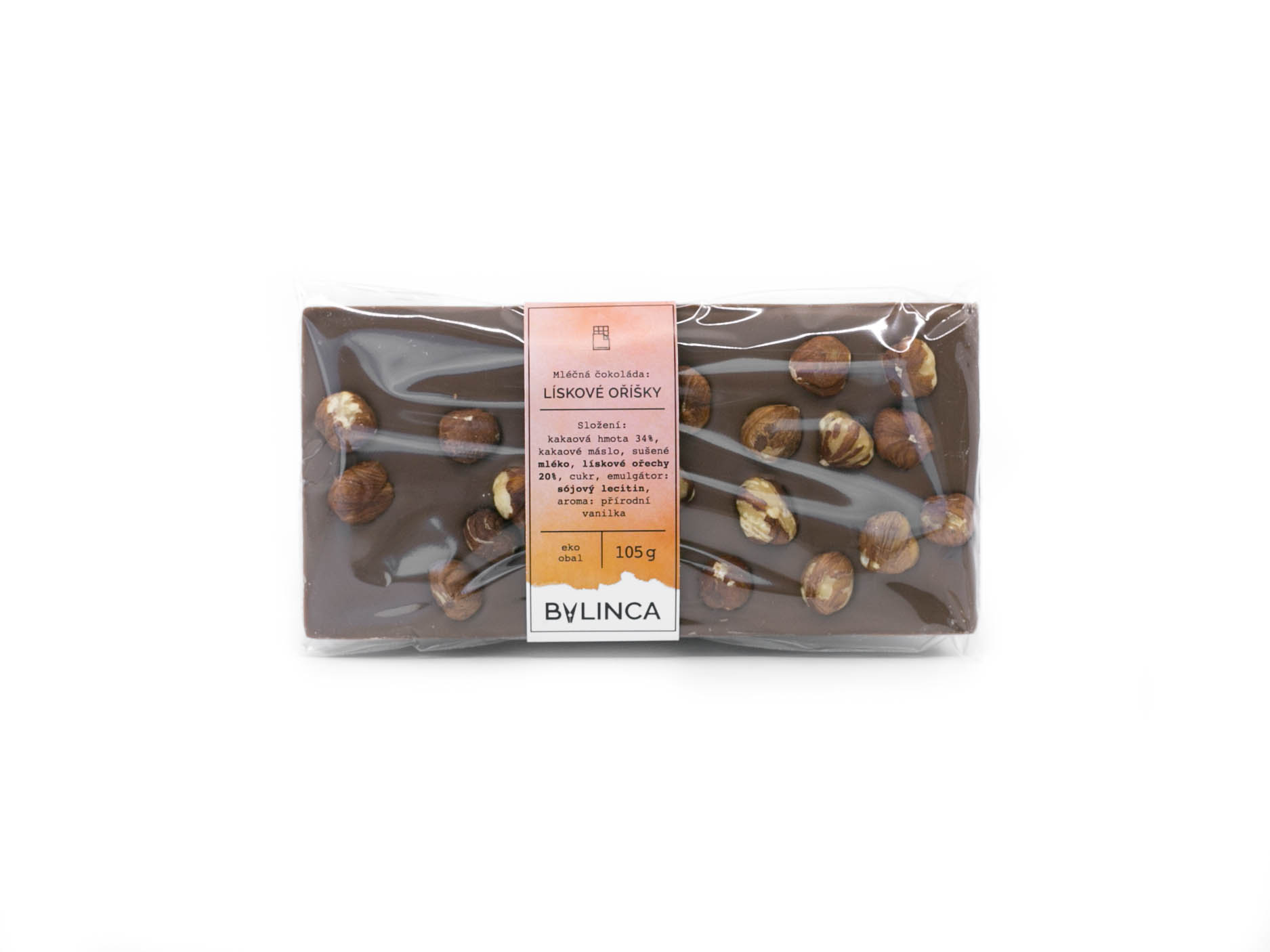 BYLINCA Mléčná čokoláda: Lískové oříšky 105g