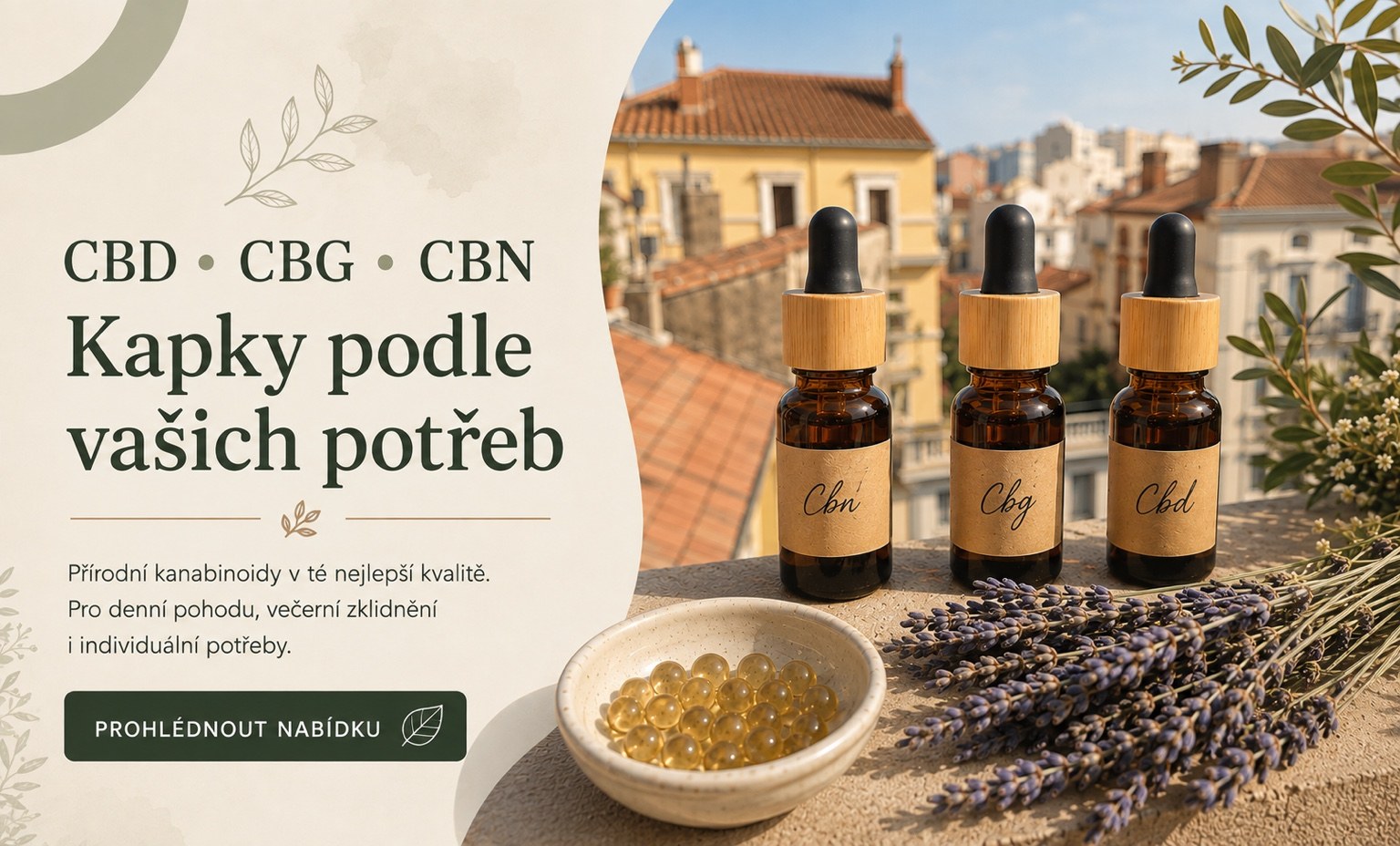 Popis obrázku: CBD, CBG a CBN kapky Od Andy