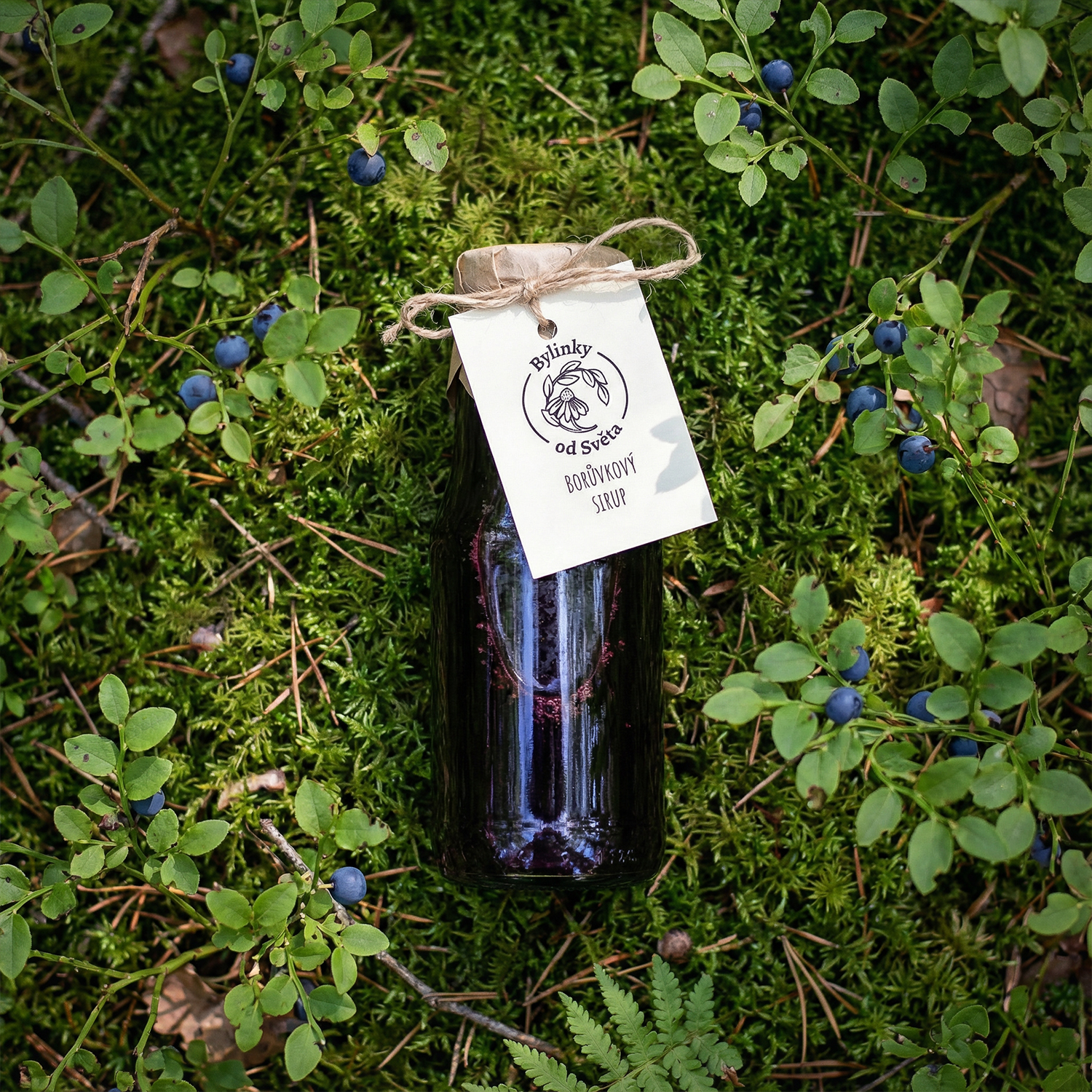 Přírodní borůvkový sirup Bylinky od Světa – hustý sirup z českých borůvek