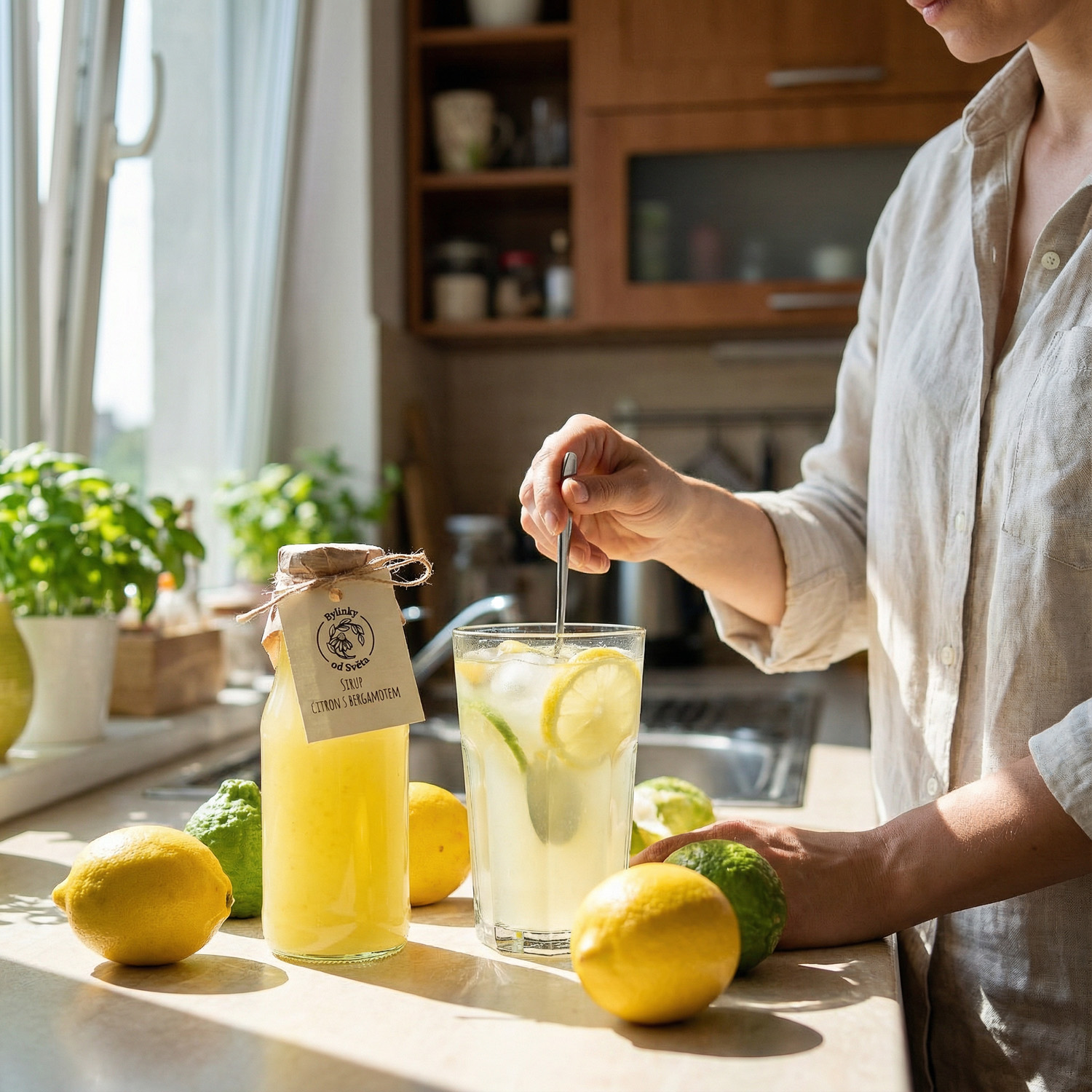 Citronový sirup s bergamotem Bylinky od Světa – přírodní citronový sirup na limonádu i do čaje
