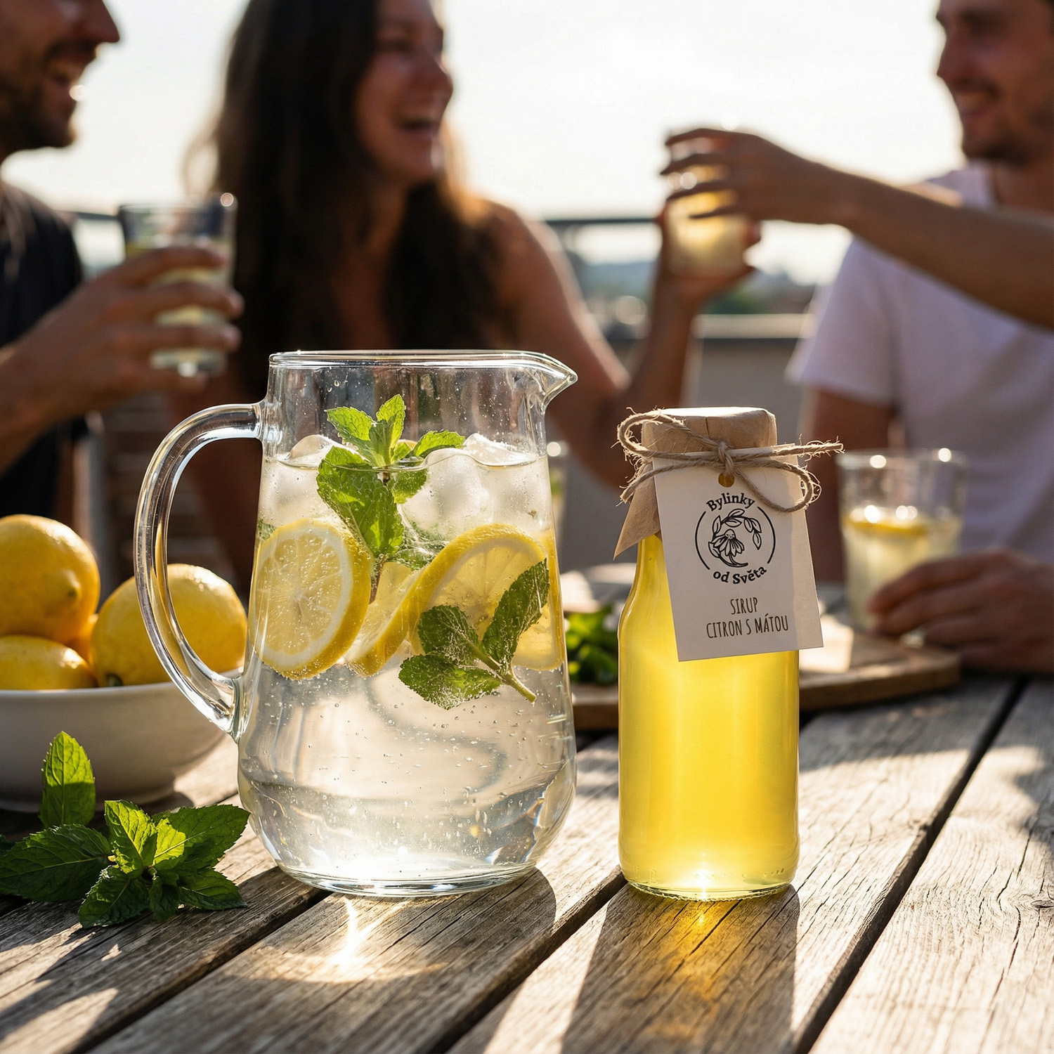 Letní citronová limonáda s mátou z přírodního sirupu