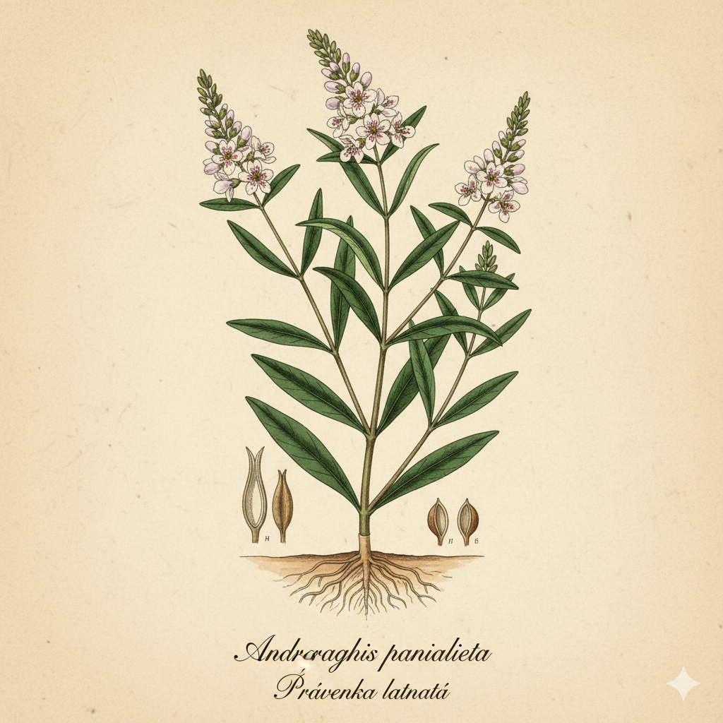 Právenka latnatá (Andrographis paniculata) – přírodní posila imunity, jater i dýchacích cest