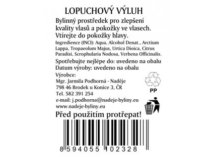 Naděje - Mgr.Podhorná Výluh z kořene lopuchu s rozprašovačem - Obsah 200ml V3C 215ml