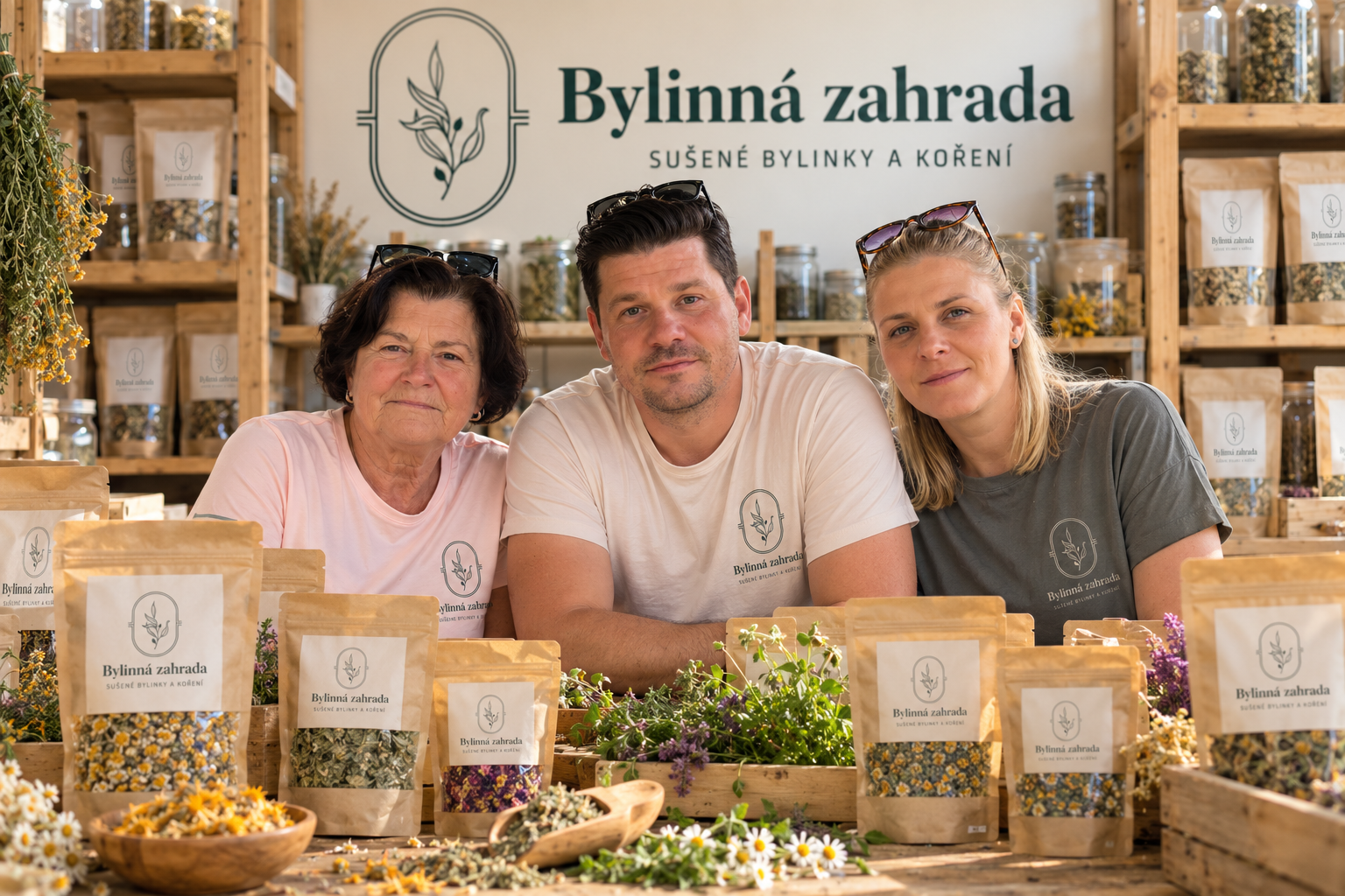 Tým Bylinné zahrady v obchůdku s bylinkami a kořením