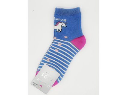 Detské obrázkové ponožky Aura.Via Jednorožec (85% bavlna) modrá (Velikost 32 - 35)