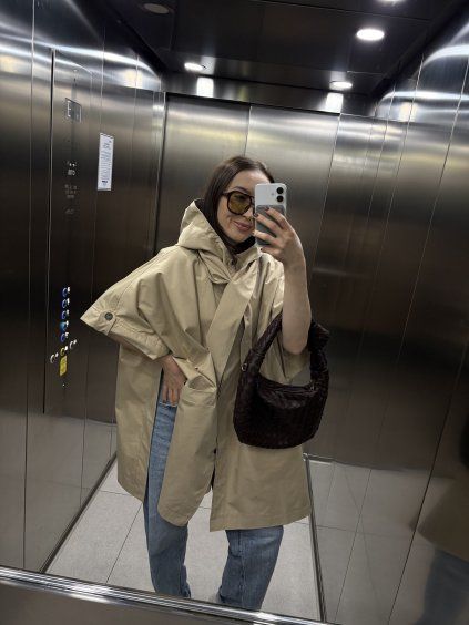 Oversized trench ala "pončo" s kapucí - www.byly.cz
