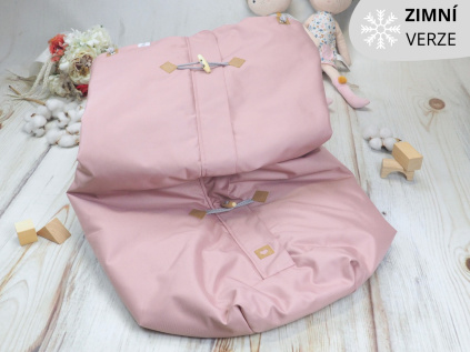 Deka nepadací nepromokavá ZIMNÍ (old pink, šedý fleece)
