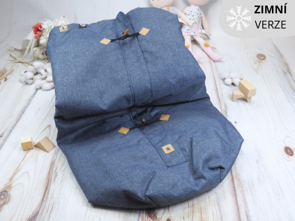 Deka nepadací nepromokavá ZIMNÍ (jeans melange, černý fleece)