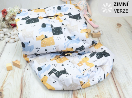 Deka nepadací nepromokavá ZIMNÍ (Puppies, černý fleece)