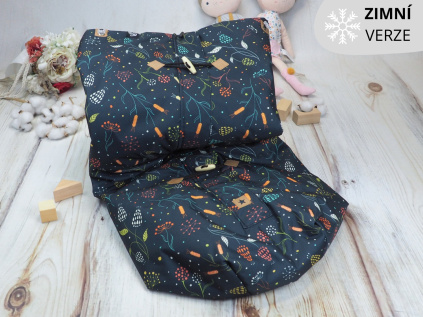 Deka nepadací nepromokavá ZIMNÍ (Fairy Garden, černý fleece)