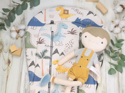 Podložka do kočárku prodloužená (Dinosaurus, taupe fleece)