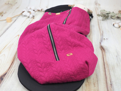 Deka nepadací copánková (raspberry pink, černý fleece)