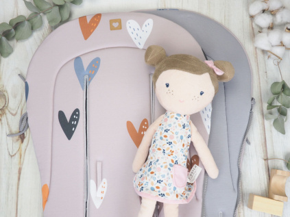 2. jakost | Podložka do kočárku prodloužená (Hearts, šedý bambus)