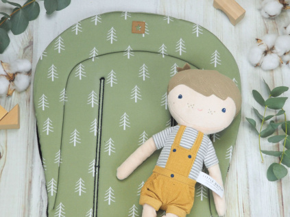 2. jakost | Podložka do kočárku prodloužená (Olive tree, černý fleece)