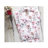 Podložka do kočárku kratší (Pastel Roses, šedý fleece)