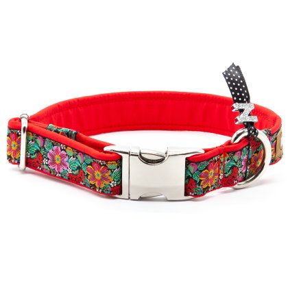 Obojek pro psa 1,5 cm "Flower" (Barva Růžová, Trojzubec Plast, Velikost XS)