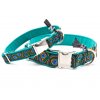 Obojek pro psa 4 cm "Paví oka" (Barva smaragdově zelená, Trojzubec Plast, Velikost XL)