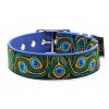 Obojek pro psa 4 cm s přezkou "Paví oka" (Barva obojku smaragdově zelená, Přezka Stříbrná, Velikost XXL)