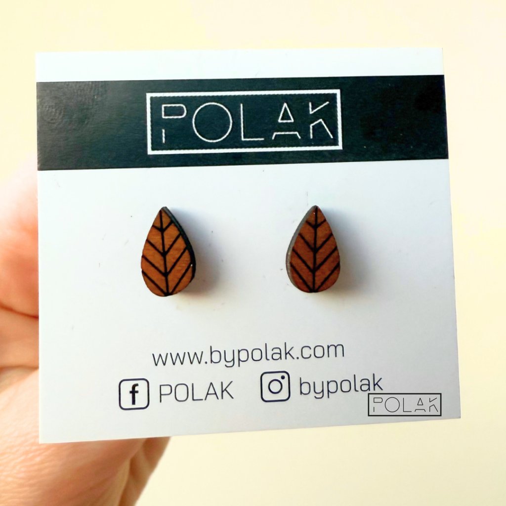 1206 drevene nausnice listy