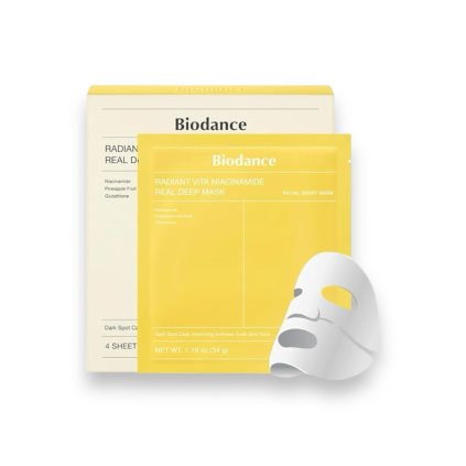 BIODANCE - Radiant Vita Niacinamide Deep Mask - Rozjasňující niacinamidová pleťová maska 1 box (34g x 4 ks)