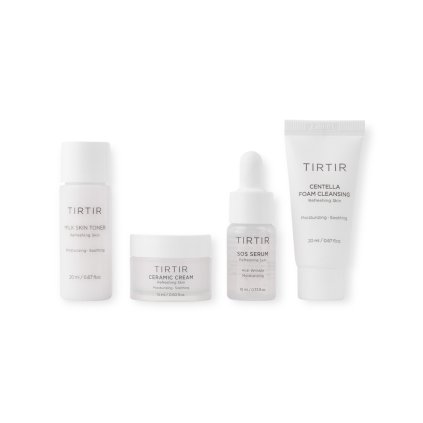 TIRTIR - TIRTIR Glow Skincare Trial Kit - Miniaturní sada péče o obličej - Čisticí gel 20 ml + Tonikum 20 ml + Sérum 10 ml + Krém 15 ml